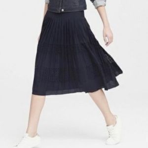 Pleated Laser Cut Midi Skirt